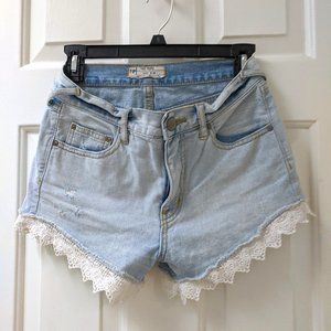 Free People Lace Trim Denim Short Size 24